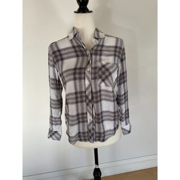 Rails Long Sleeve BNWT Plaid Top Sz 2XSmall Womens "Hunter" Button Down - Picture 2 of 8